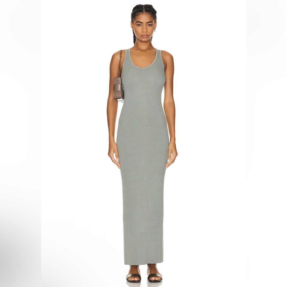 NEW Enza Costa Stretch Silk Knit Maxi Tank Dress Alpine Frost Size XS